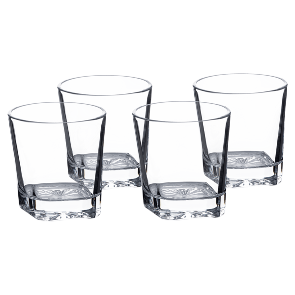 Set of 4 Personalized 11 oz. Square Rocks Glasses in Printed Gift Box