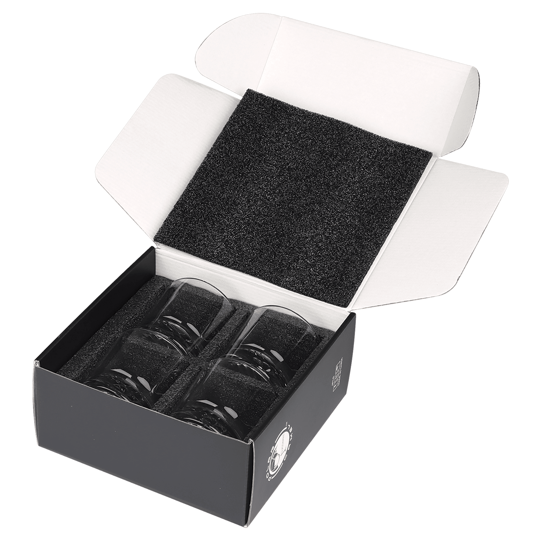 Set of 4 Personalized 9 oz. Round Rocks Glasses in Printed Black Box - Image 2