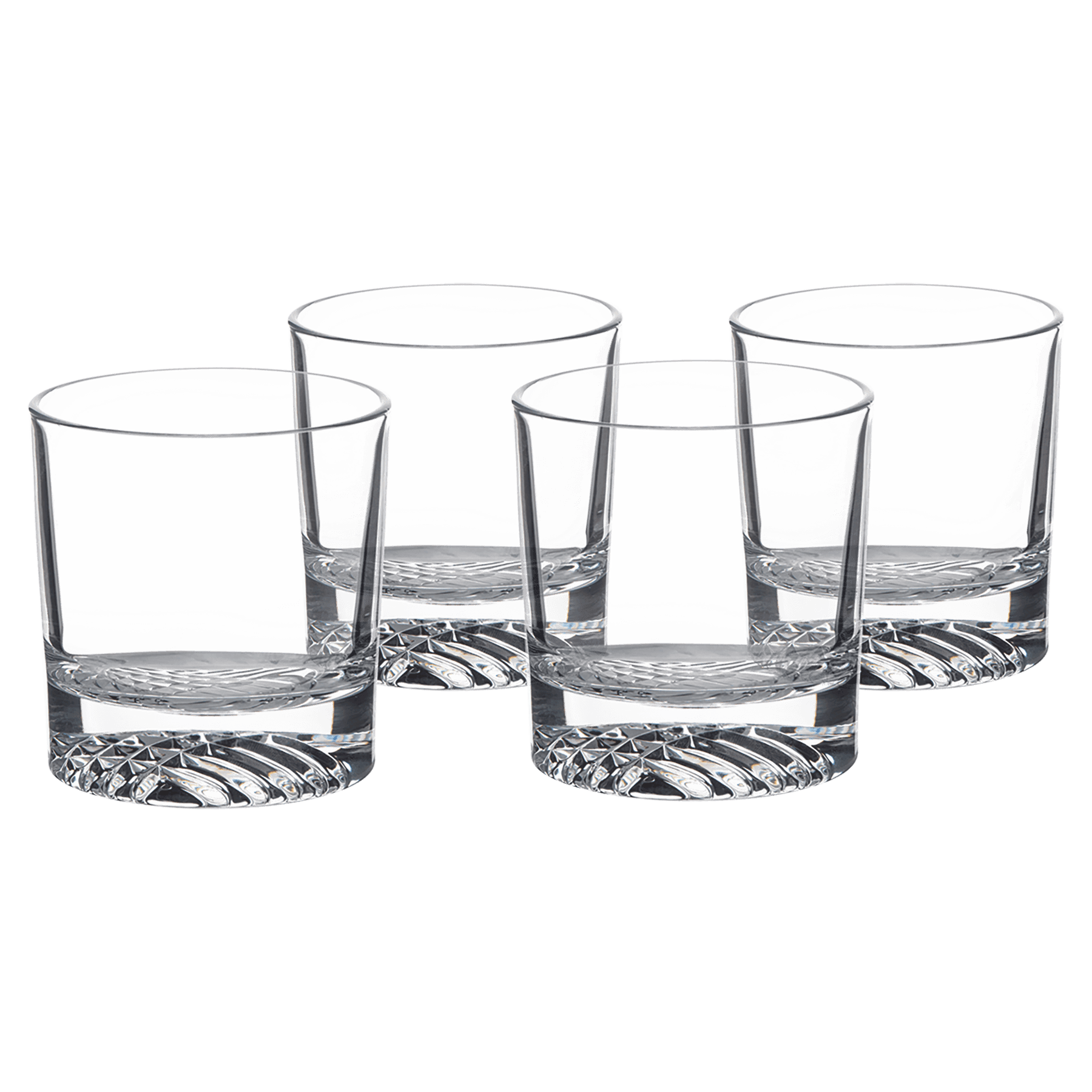 Set of 4 Personalized 9 oz. Round Rocks Glasses in Printed Black Box
