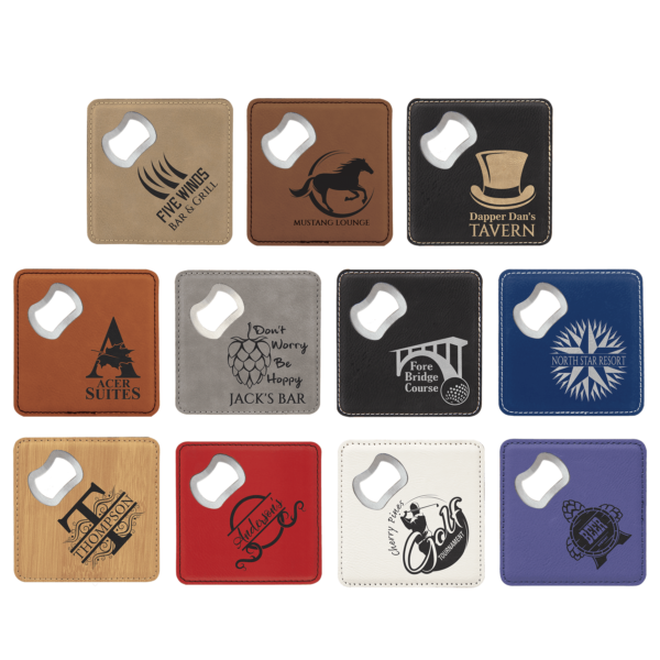 Square Leatherette Coaster and Bottle Opener
