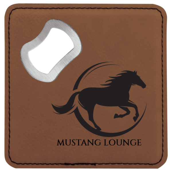 Square Leatherette Coaster and Bottle Opener - Image 3