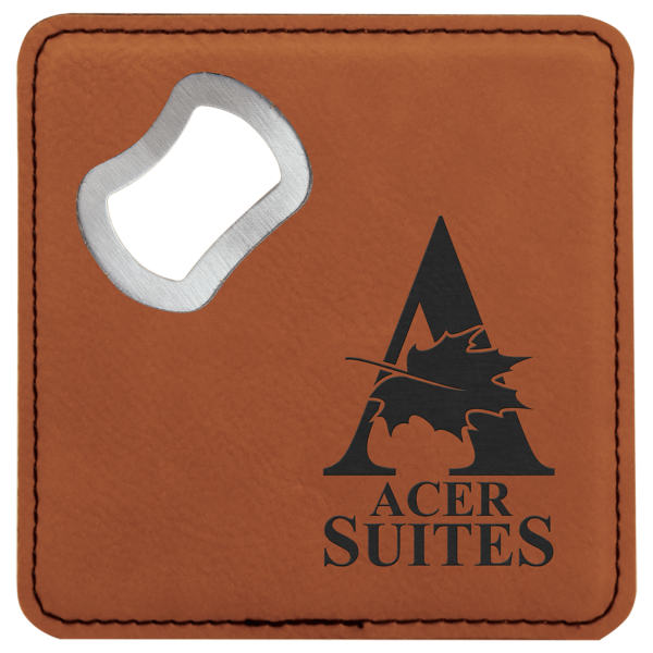 Square Leatherette Coaster and Bottle Opener - Image 5