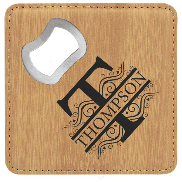 Square Leatherette Coaster and Bottle Opener - Image 9
