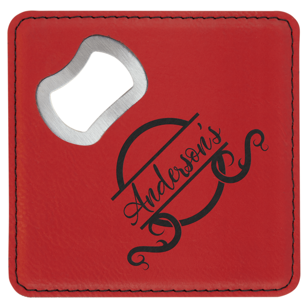 Square Leatherette Coaster and Bottle Opener - Image 10