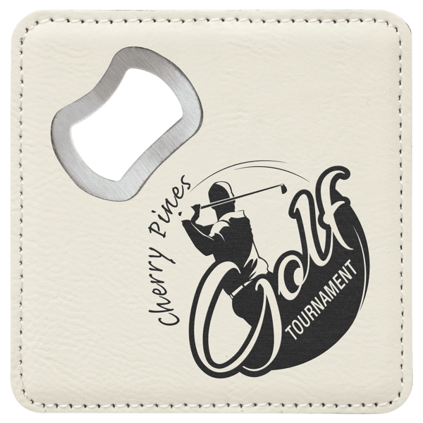 Square Leatherette Coaster and Bottle Opener - Image 11
