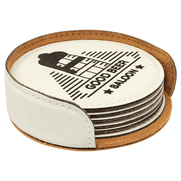 4" Leatherette Coaster Set - Image 6