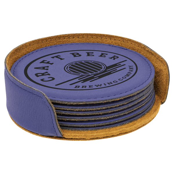4" Leatherette Coaster Set - Image 5
