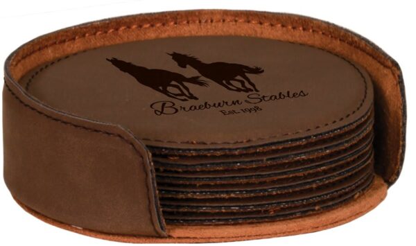4" Leatherette Coaster Set - Image 2