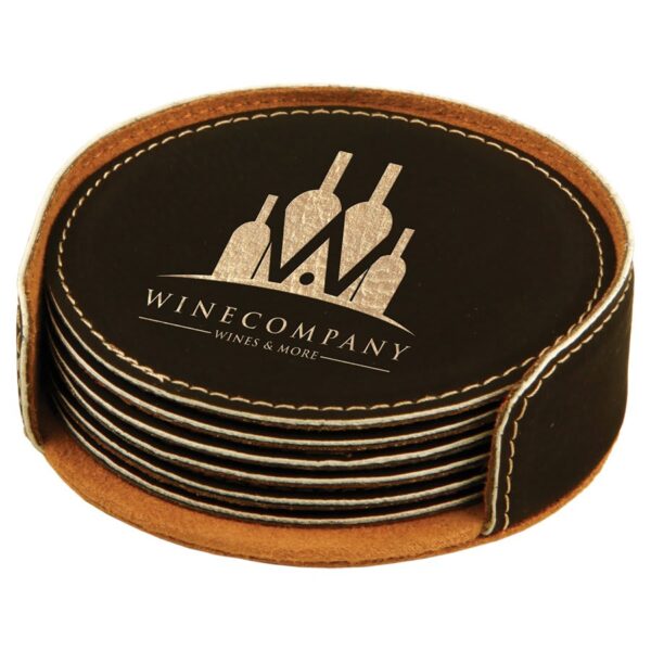 4" Leatherette Coaster Set