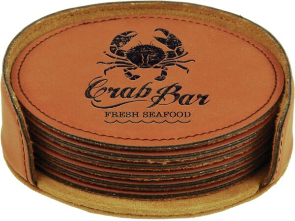 4" Leatherette Coaster Set - Image 14