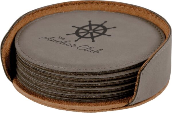 4" Leatherette Coaster Set - Image 12
