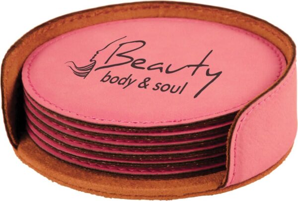 4" Leatherette Coaster Set - Image 11