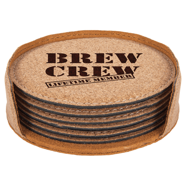 4" Leatherette Coaster Set - Image 10