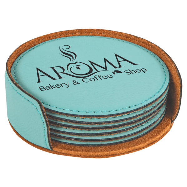 4" Leatherette Coaster Set - Image 9