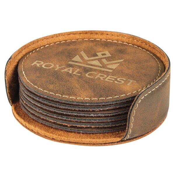 4" Leatherette Coaster Set - Image 8