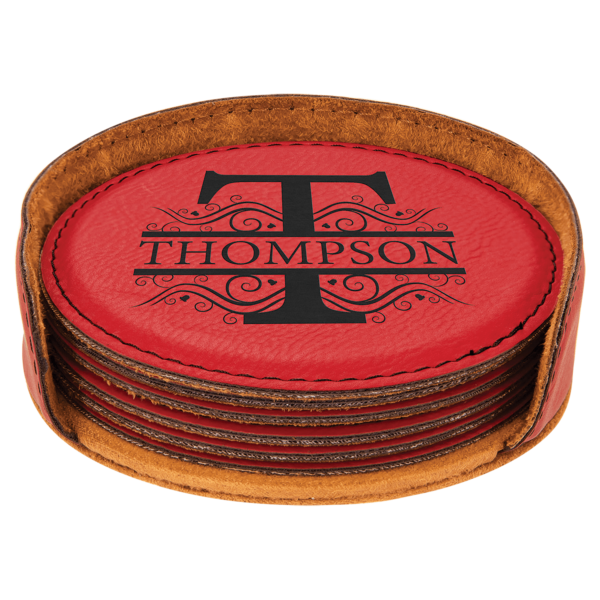 4" Leatherette Coaster Set - Image 7